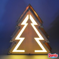 Novog. figura - drvena jelka sa 20 LED lampica 30x27cm E.Denis
